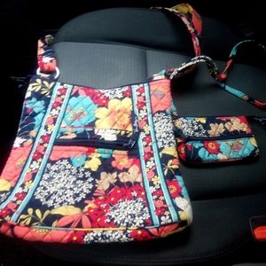 Vera Bradley Signature Cotton Crossbody bag with matching Pouch